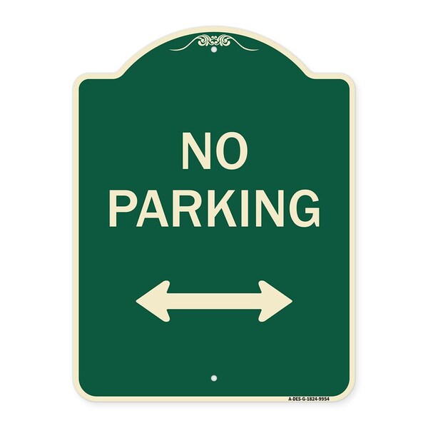 Signmission Designer Series-No Parking W/ Bidirectional Arrow Green Heavy-Gauge Aluminum, 24" x 18", G-1824-9954 A-DES-G-1824-9954 - main